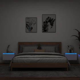 Mesitas de noche de pared con luces LED 2 unidades