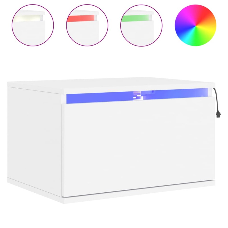 Mesitas de noche de pared con luces LED 2 unidades