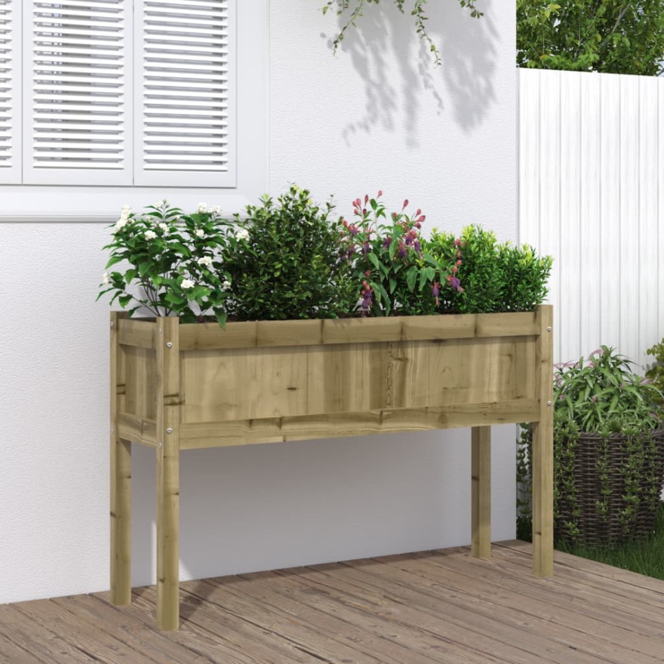 Jardinera con patas madera de pino impregnada 110x31x70