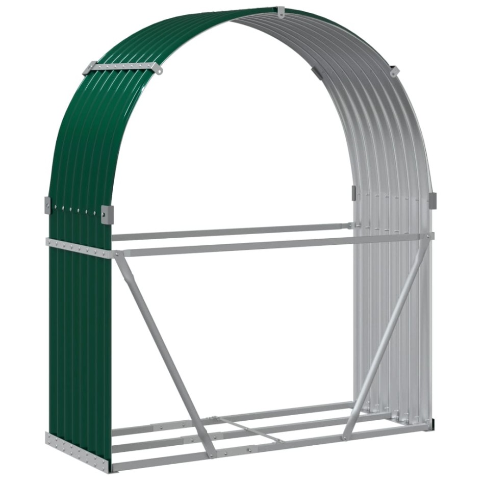 Leñero de acero galvanizado verde 120x45x140