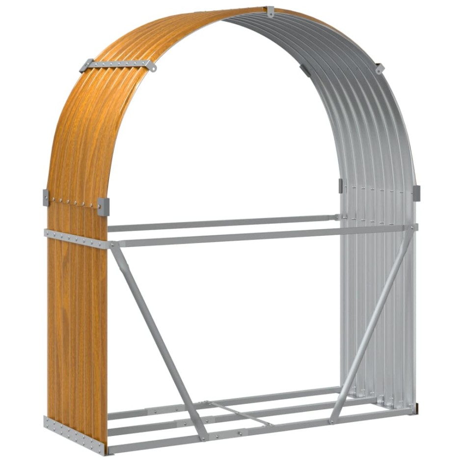 Leñero de acero galvanizado marrón claro 120x45x140