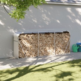 Leñero de acero galvanizado plateado 234x45x100