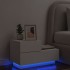 Mesita de noche con luces LED blanca 70x36x40,5