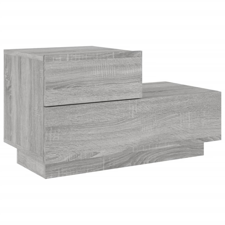 Mesita de noche con luces LED gris Sonoma 70x36x40,5