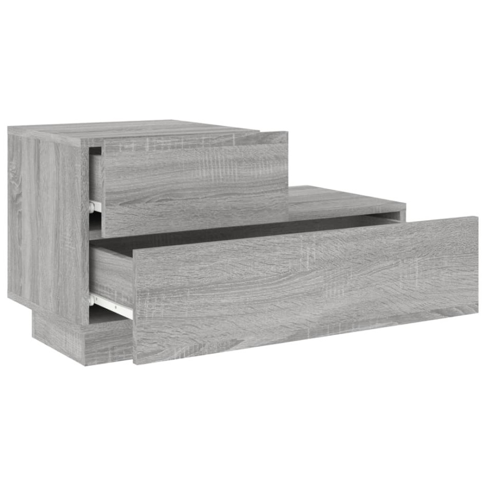 Mesita de noche con luces LED gris Sonoma 70x36x40,5