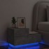 Mesita de noche con luces LED gris hormigón 70x36x40,5