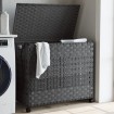 Cesto para ropa sucia con ruedas ratán gris 66x35x60 cm