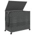 Cesto para ropa sucia con ruedas ratán gris 66x35x60