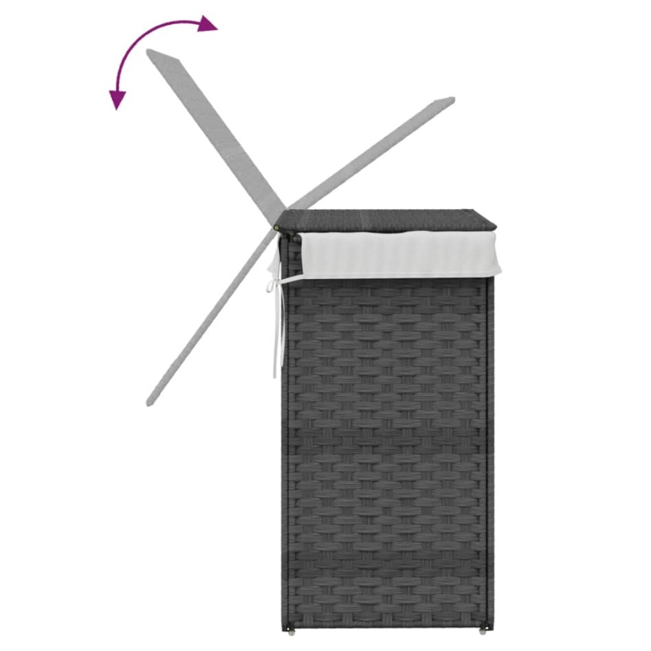 Cesto para ropa sucia con tapa ratán sintético gris 46x33x60