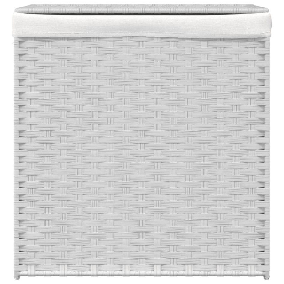 Cesto ropa sucia 2 secciones ratán sintético blanco 53x35x57