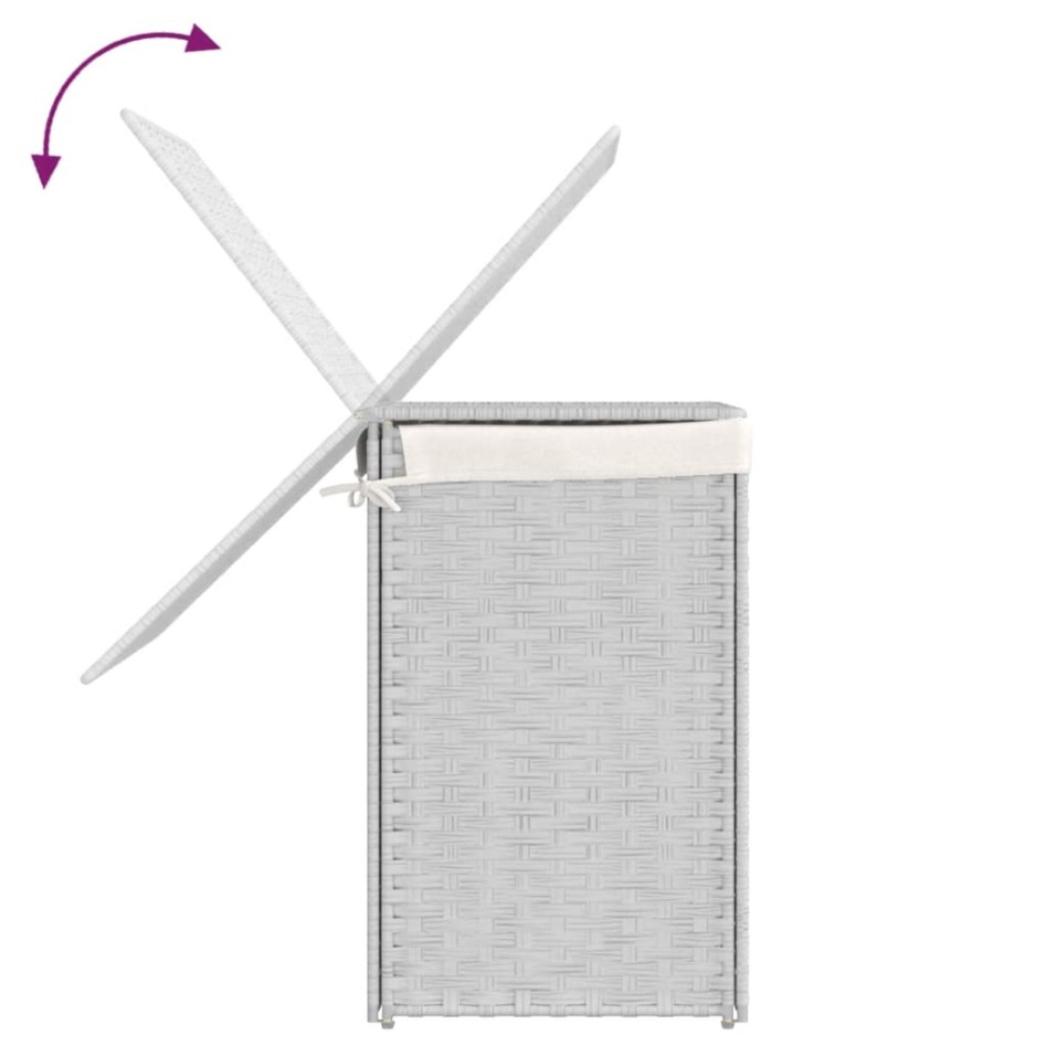 Cesto ropa sucia 2 secciones ratán sintético blanco 53x35x57