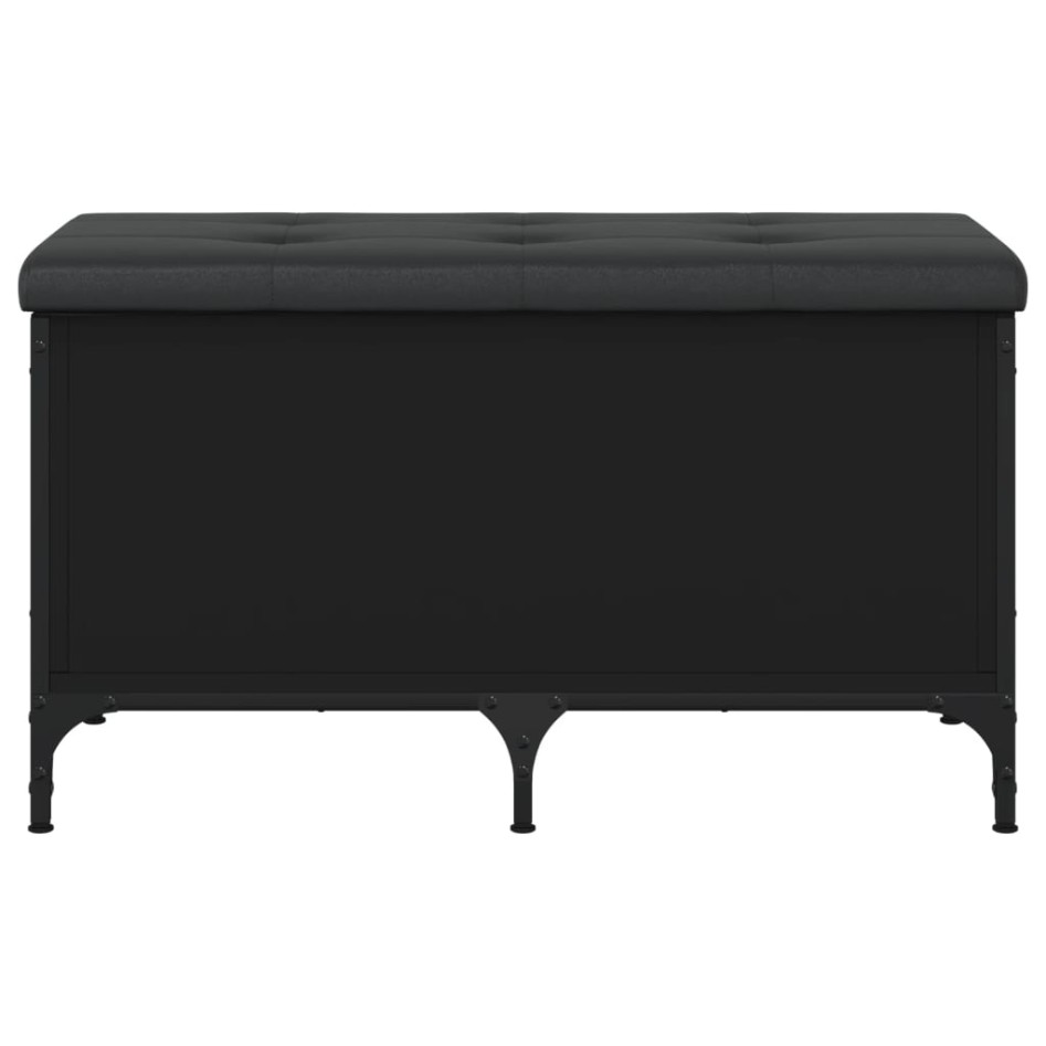Banco con almacenaje madera de ingeniería negro 82x42x45