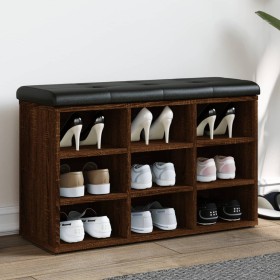 Banco zapatero madera de ingeniería marrón roble 82x32x50