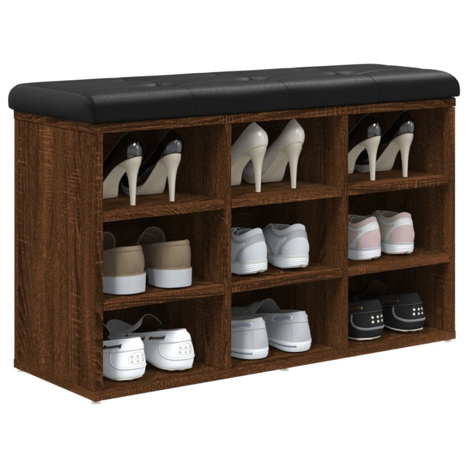 Banco zapatero madera de ingeniería marrón roble 82x32x50