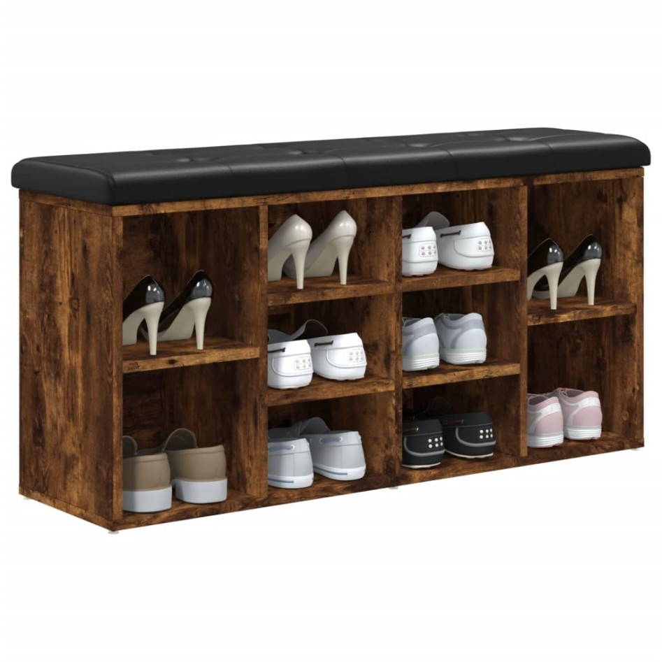 Banco zapatero madera de ingeniería roble ahumado 102x32x50