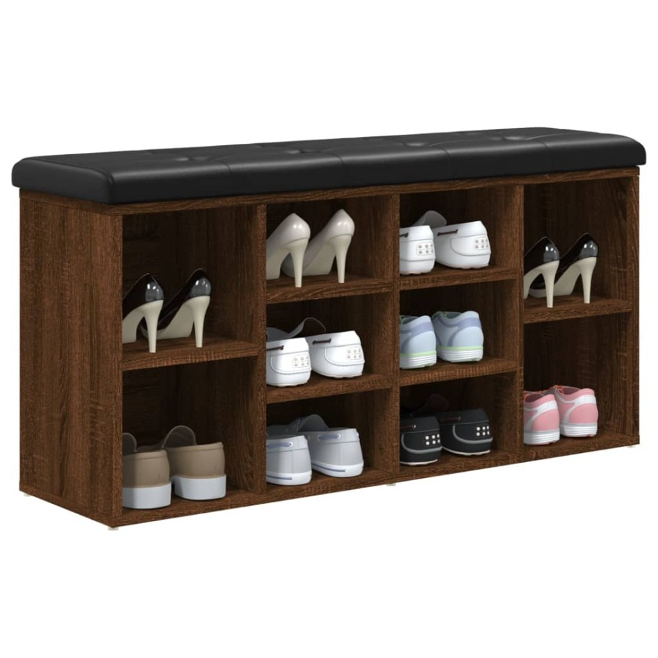 Banco zapatero madera de ingeniería marrón roble 102x32x50