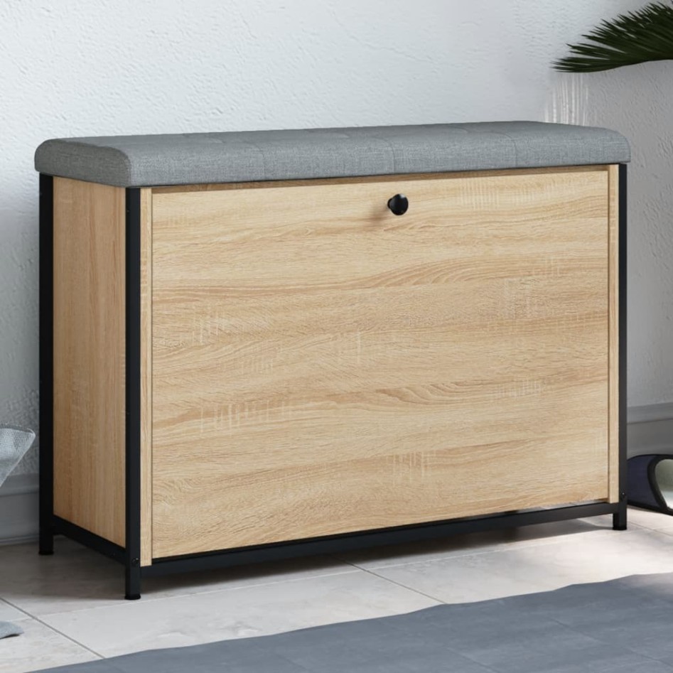 Banco zapatero con cajón abatible roble Sonoma 82x32x56