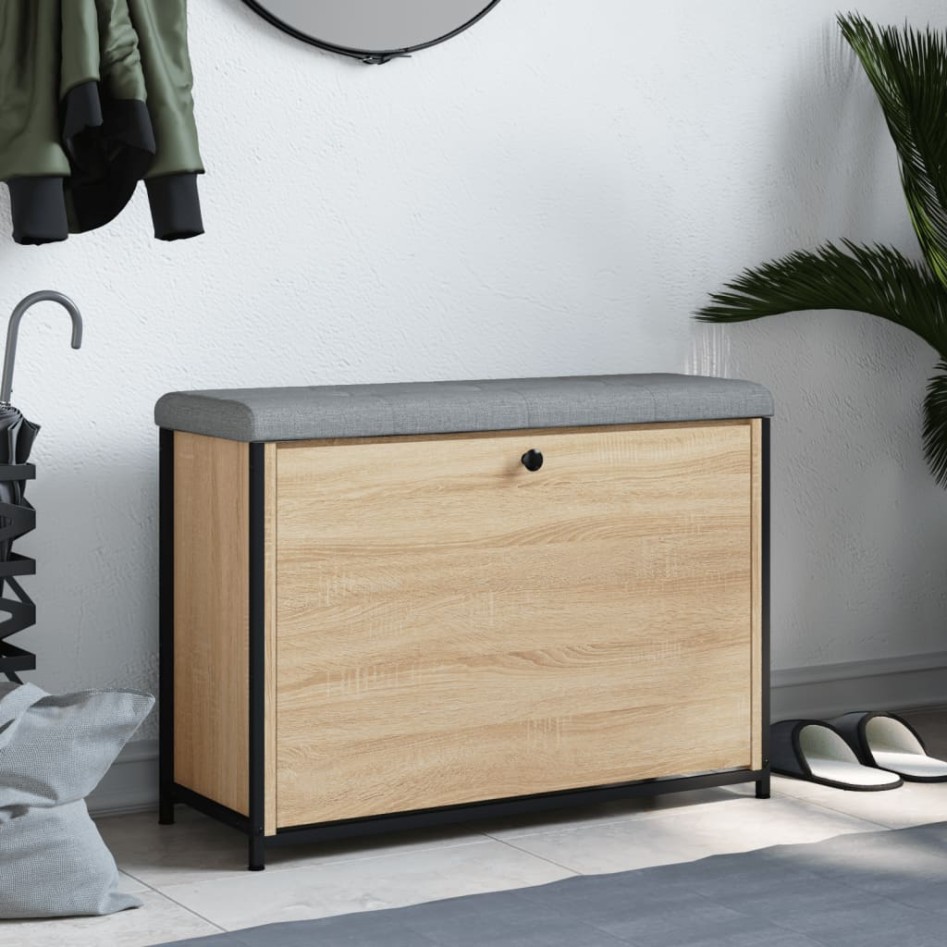 Banco zapatero con cajón abatible roble Sonoma 82x32x56