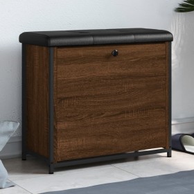 Banco zapatero con cajón abatible roble marrón 62x32x56