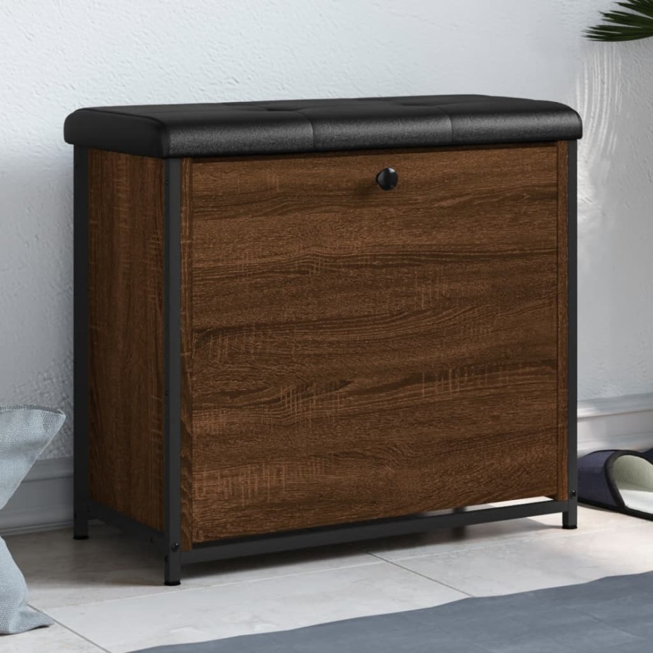 Banco zapatero con cajón abatible roble marrón 62x32x56
