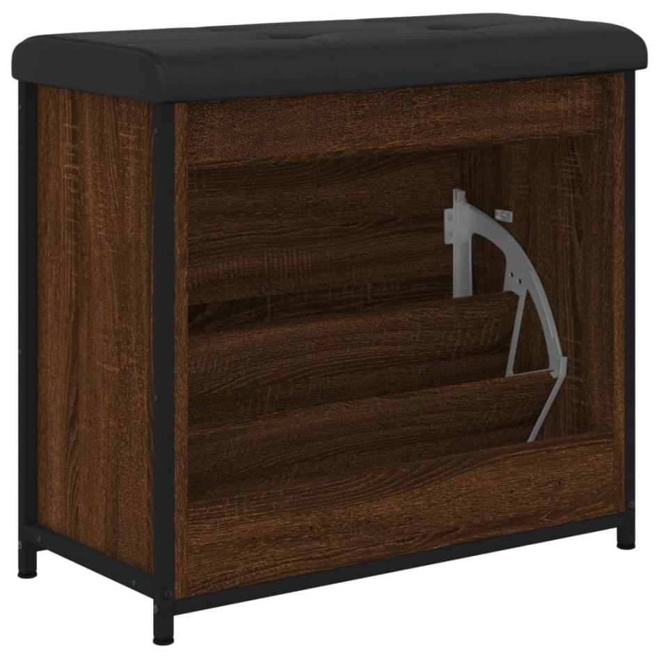Banco zapatero con cajón abatible roble marrón 62x32x56