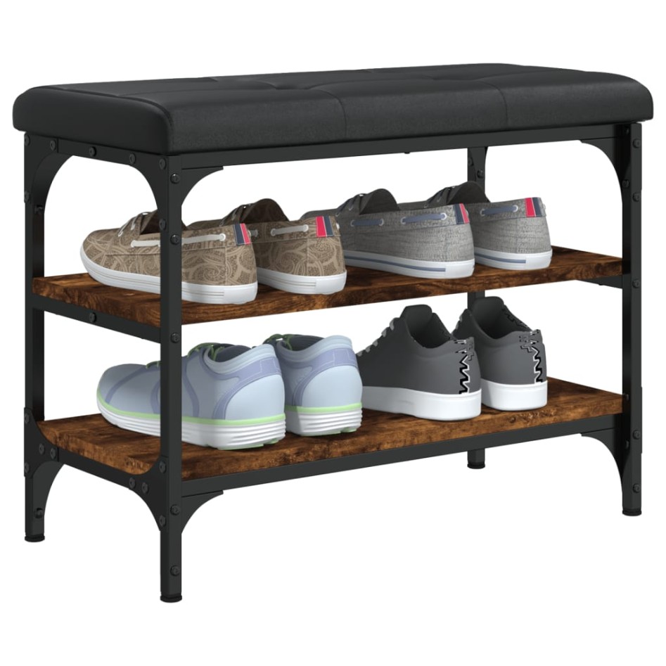 Banco zapatero madera de ingeniería roble ahumado 62x32x47