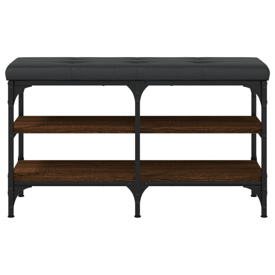 Banco zapatero madera de ingeniería marrón roble 82x32x47