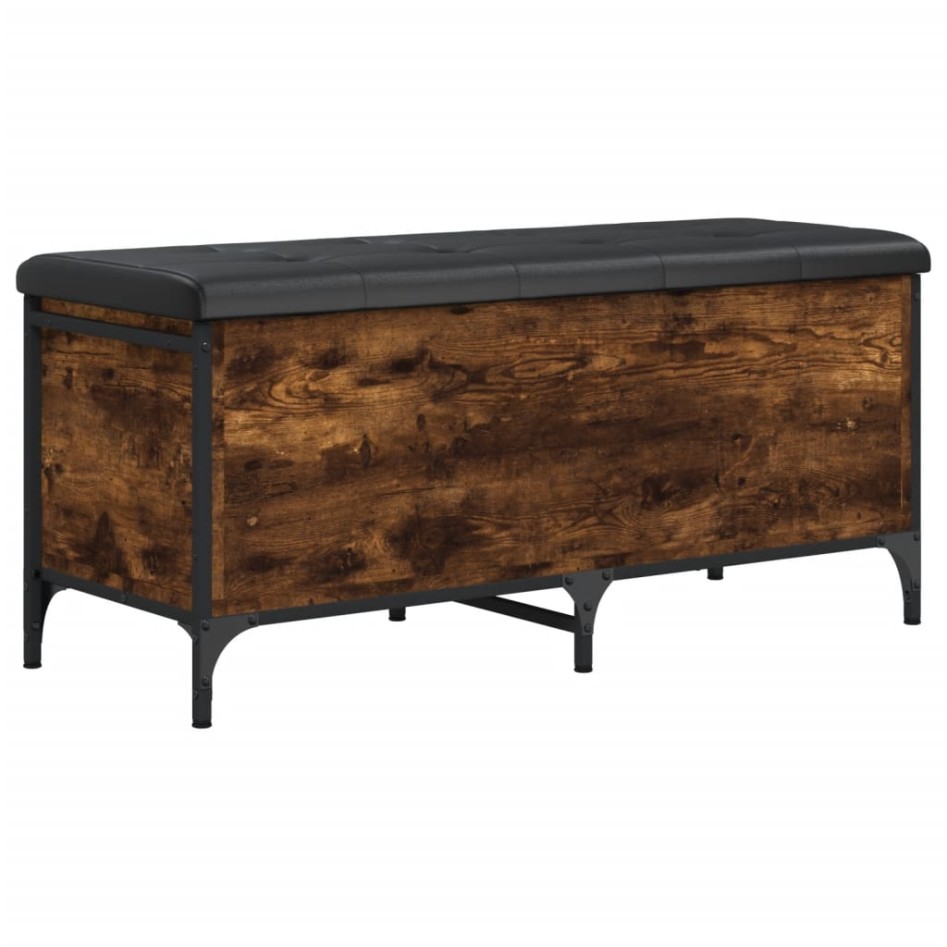 Banco almacenaje madera ingeniería roble ahumado 102x42x45