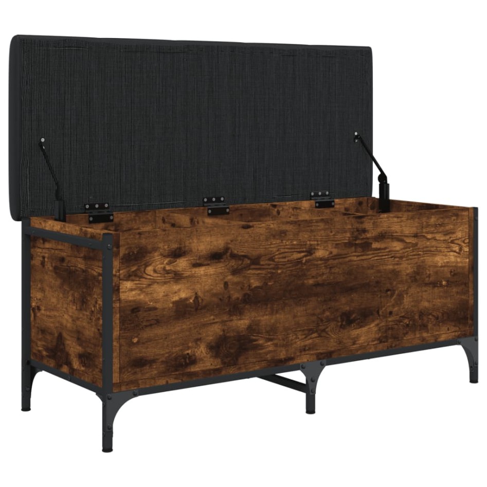 Banco almacenaje madera ingeniería roble ahumado 102x42x45