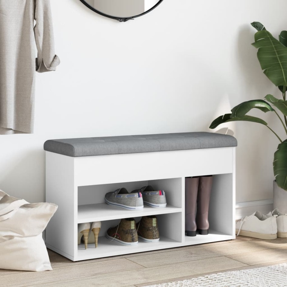 Banco zapatero madera de ingeniería blanco 82x32x45,5