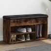 Banco zapatero madera de ingeniería roble ahumado 82x32x45,5 cm