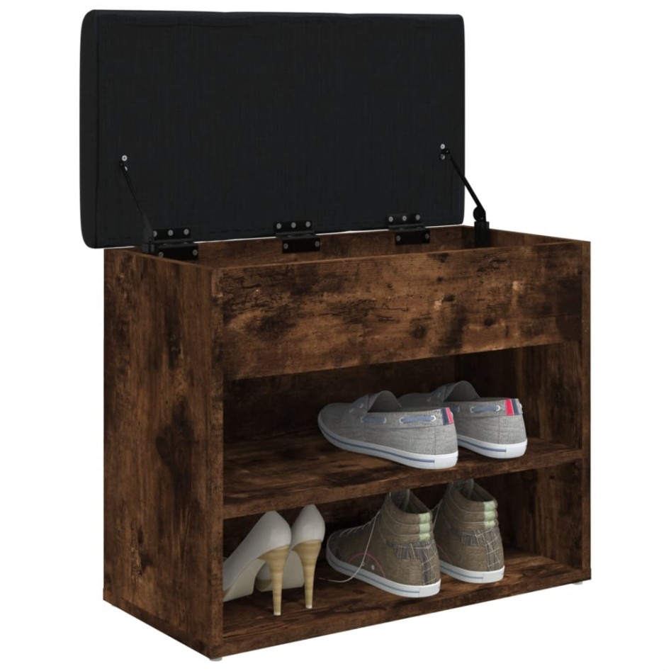 Banco zapatero madera de ingeniería roble ahumado 62x32x50