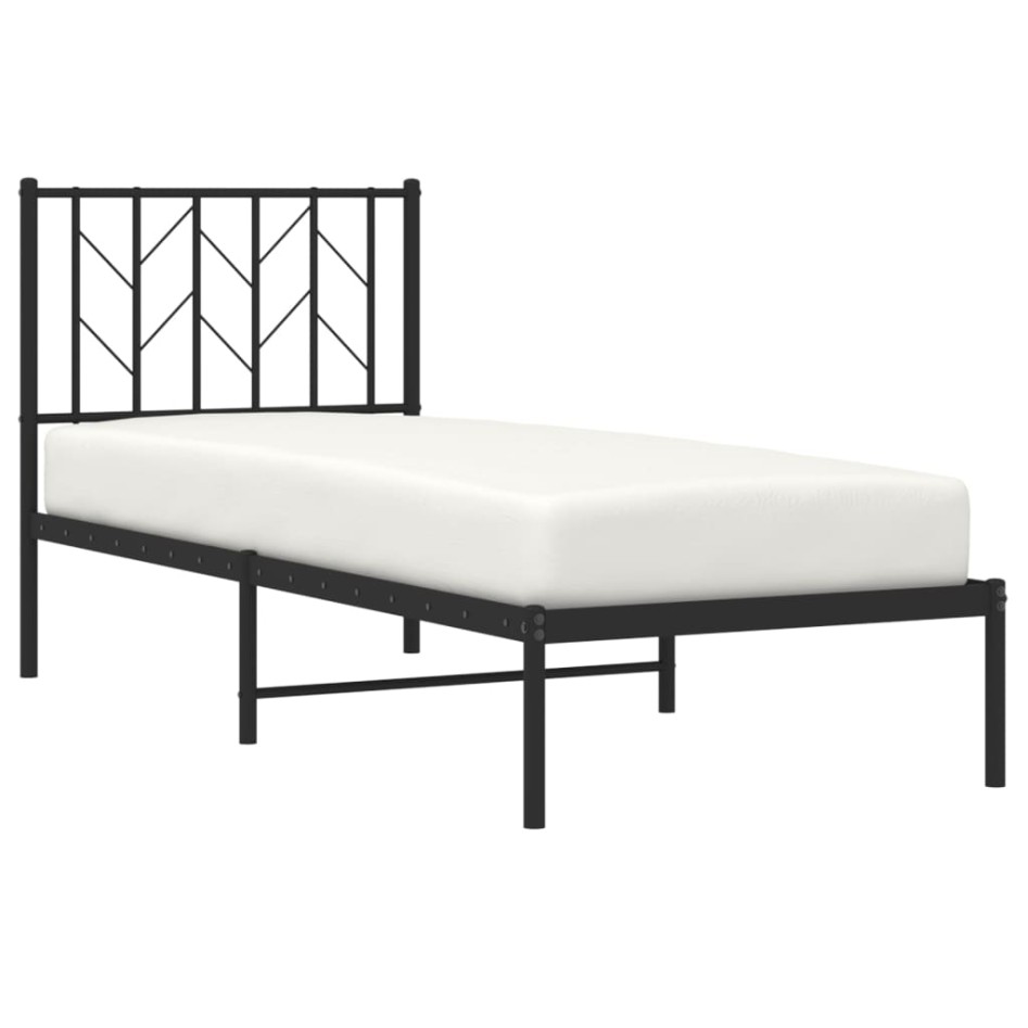 Estructura cama sin colchón con cabecero metal negro 75x190