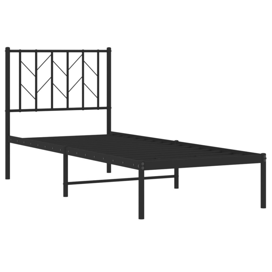 Estructura cama sin colchón con cabecero metal negro 75x190