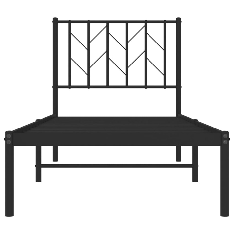 Estructura cama sin colchón con cabecero metal negro 75x190