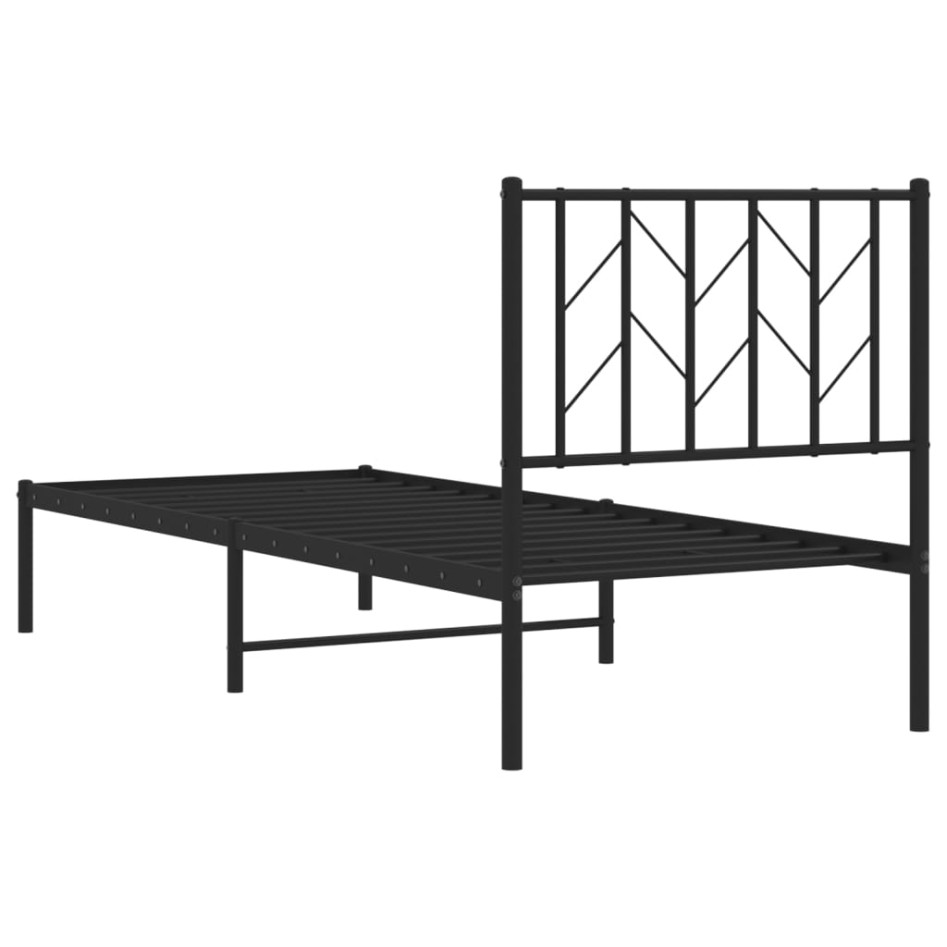 Estructura cama sin colchón con cabecero metal negro 75x190