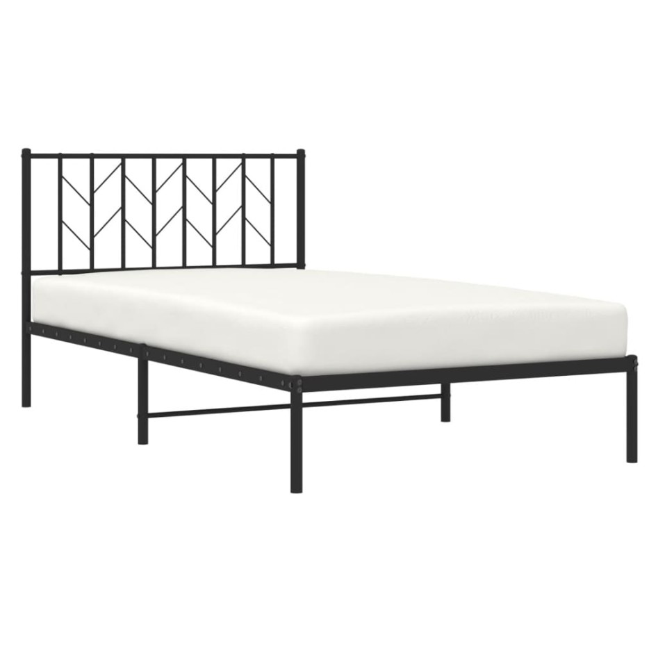 Estructura cama sin colchón con cabecero metal negro 107x203
