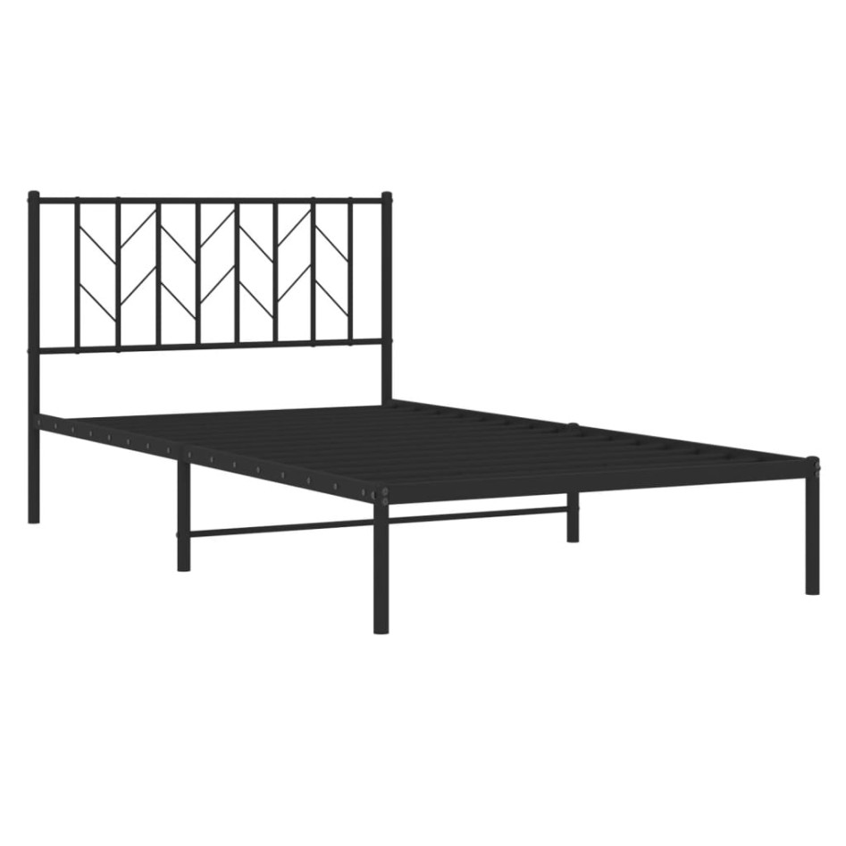 Estructura cama sin colchón con cabecero metal negro 107x203