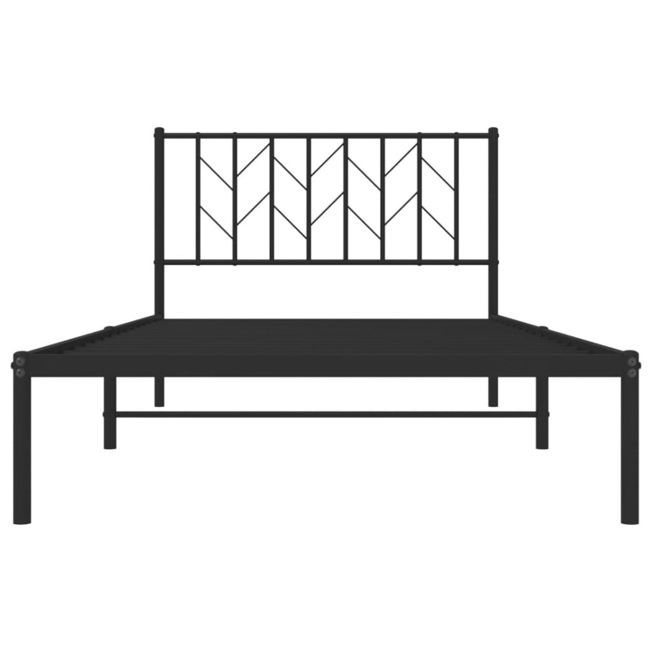 Estructura cama sin colchón con cabecero metal negro 107x203
