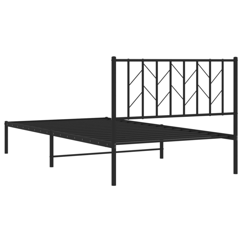 Estructura cama sin colchón con cabecero metal negro 107x203