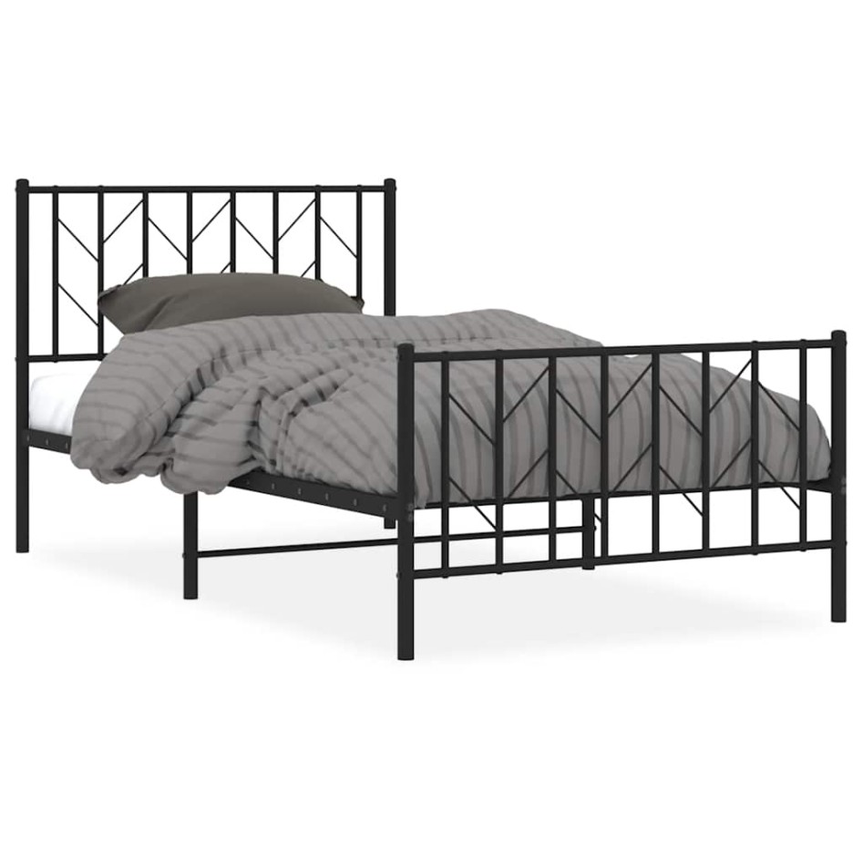 Estructura cama sin colchón con estribo metal negro 100x200