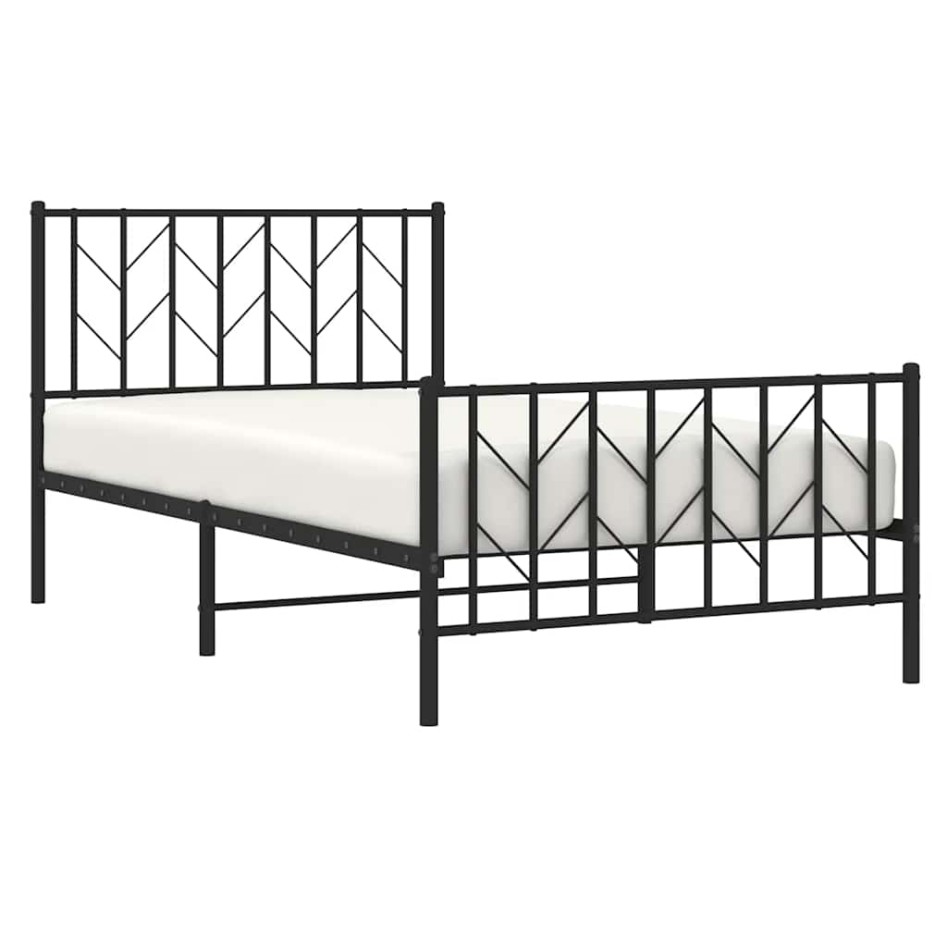 Estructura cama sin colchón con estribo metal negro 100x200