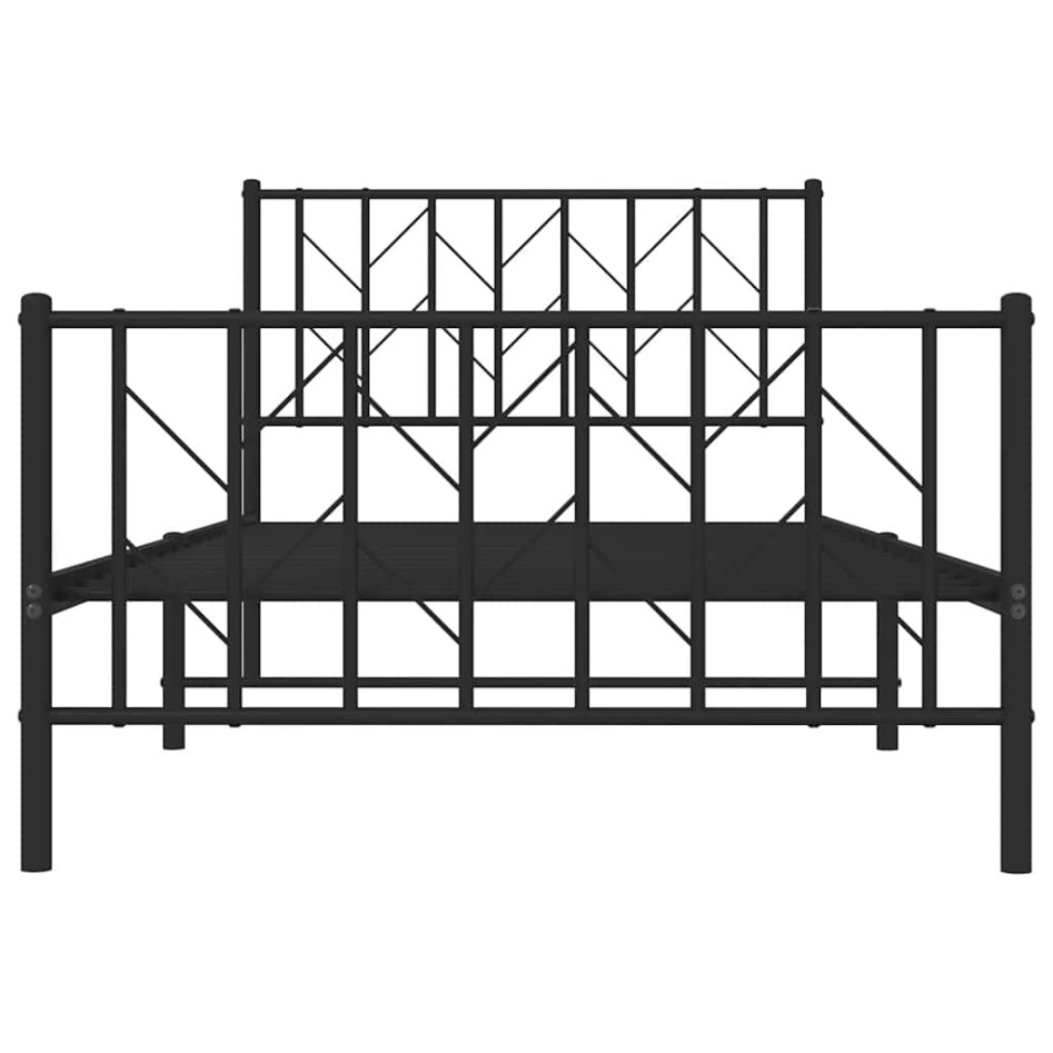 Estructura cama sin colchón con estribo metal negro 100x200