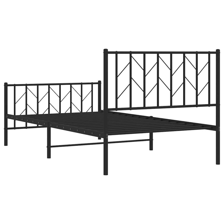 Estructura cama sin colchón con estribo metal negro 100x200
