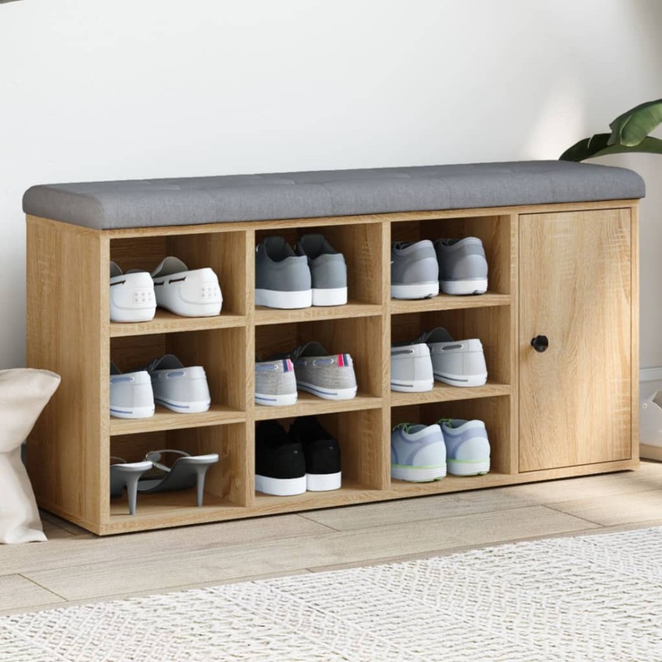 Banco zapatero madera de ingeniería roble Sonoma 102x32x50