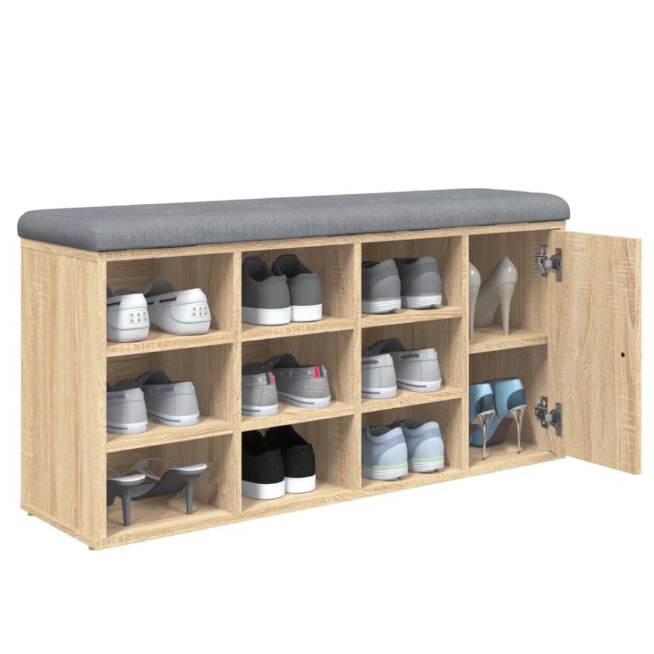 Banco zapatero madera de ingeniería roble Sonoma 102x32x50