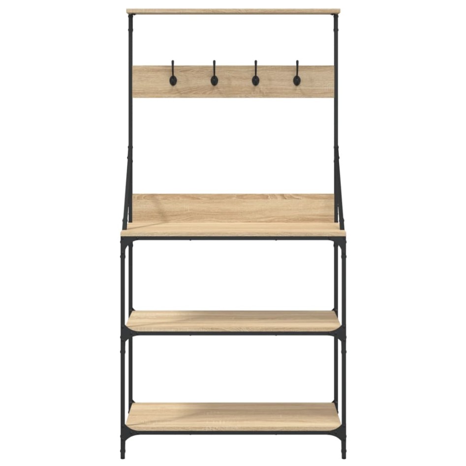 Estantería cocina con ganchos 4 niveles madera ingeniería