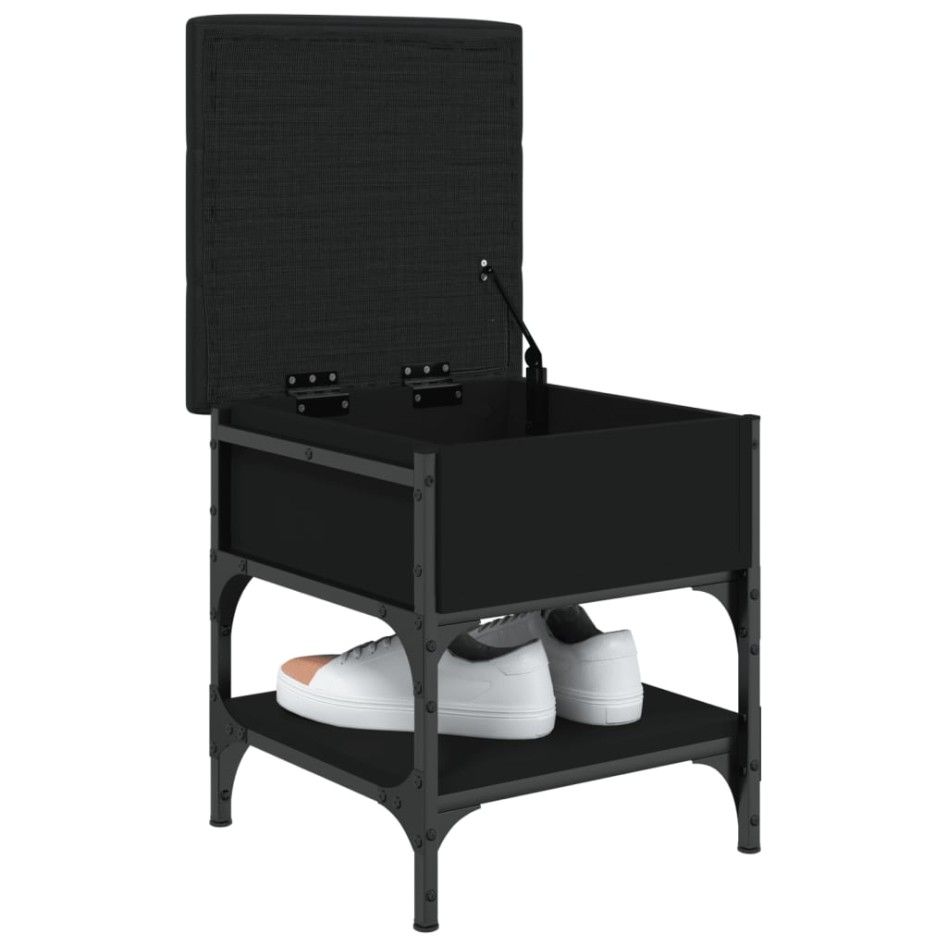 Banco zapatero madera de ingeniería negro 42x42x45