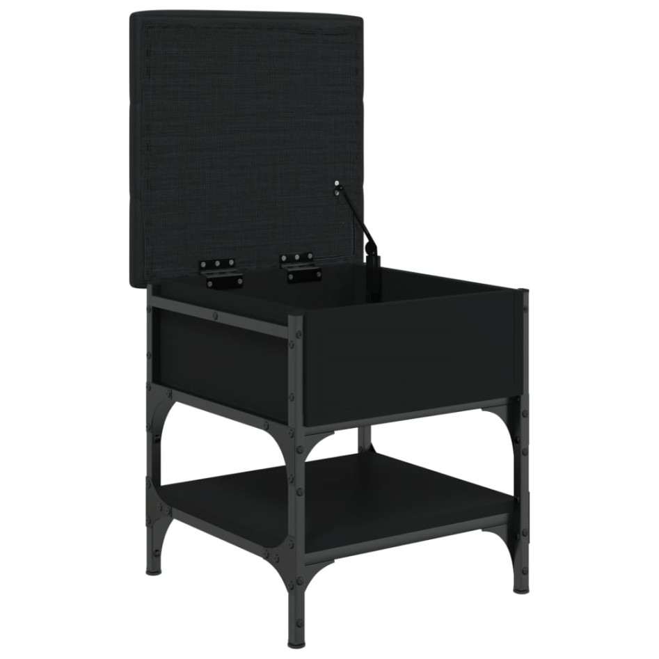 Banco zapatero madera de ingeniería negro 42x42x45