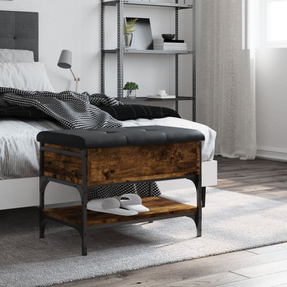 Banco zapatero madera de ingeniería roble ahumado 62x42x45